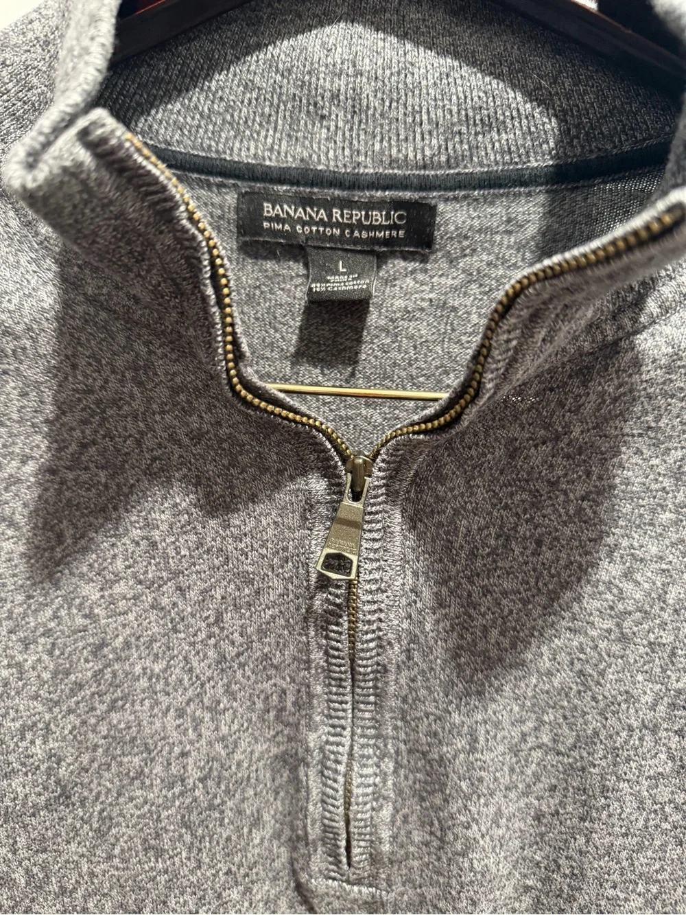 Banana Republic Men's Heather Gray Half-Zip Sweater - Pima Cotton/Cashmere Blend